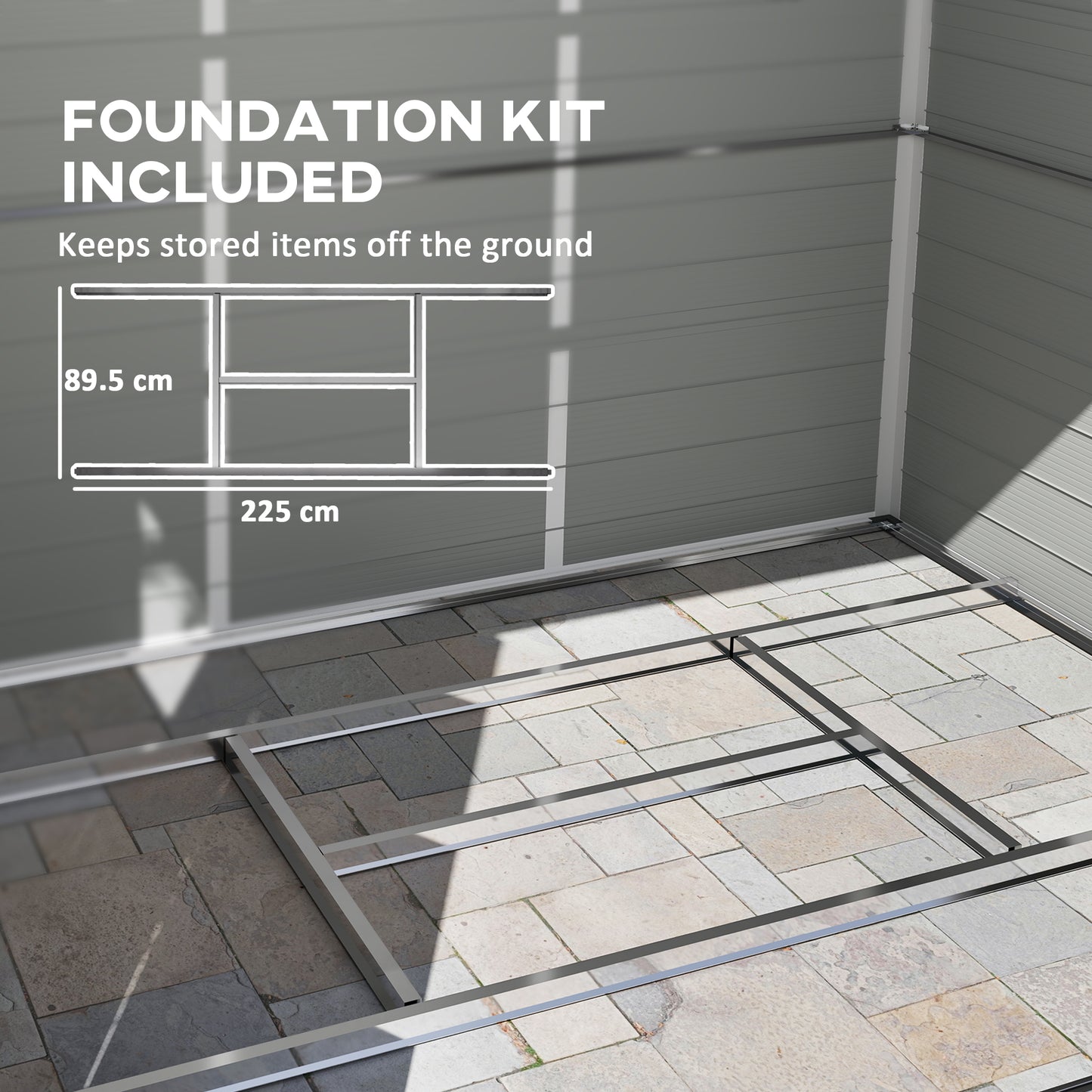 Outsunny 8x6ft Lockable Garden Shed with Foundation, Ventilation & Light Grey Finish
