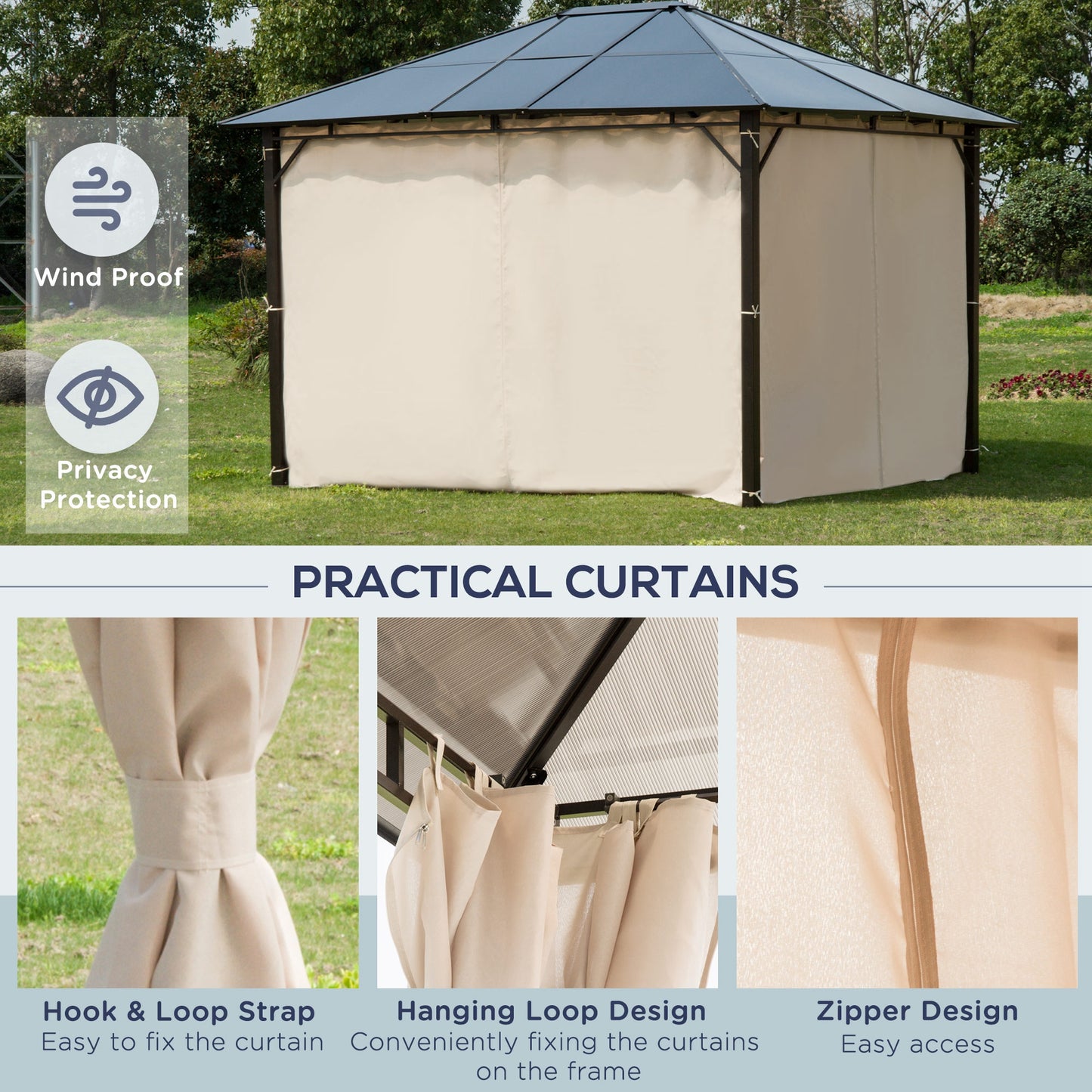 Hardtop Garden Gazebo with UV-Resistant Roof