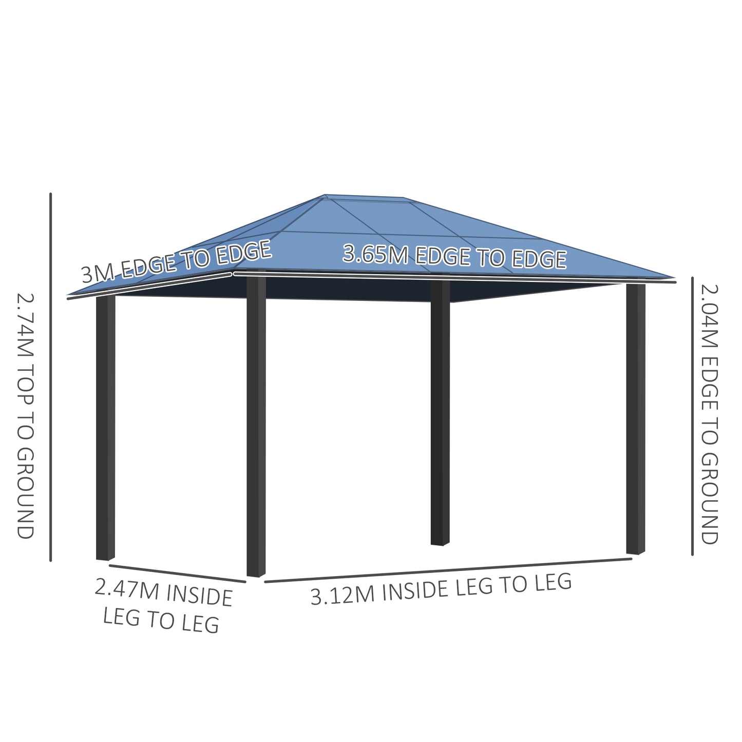 Hardtop Garden Gazebo with UV-Resistant Roof