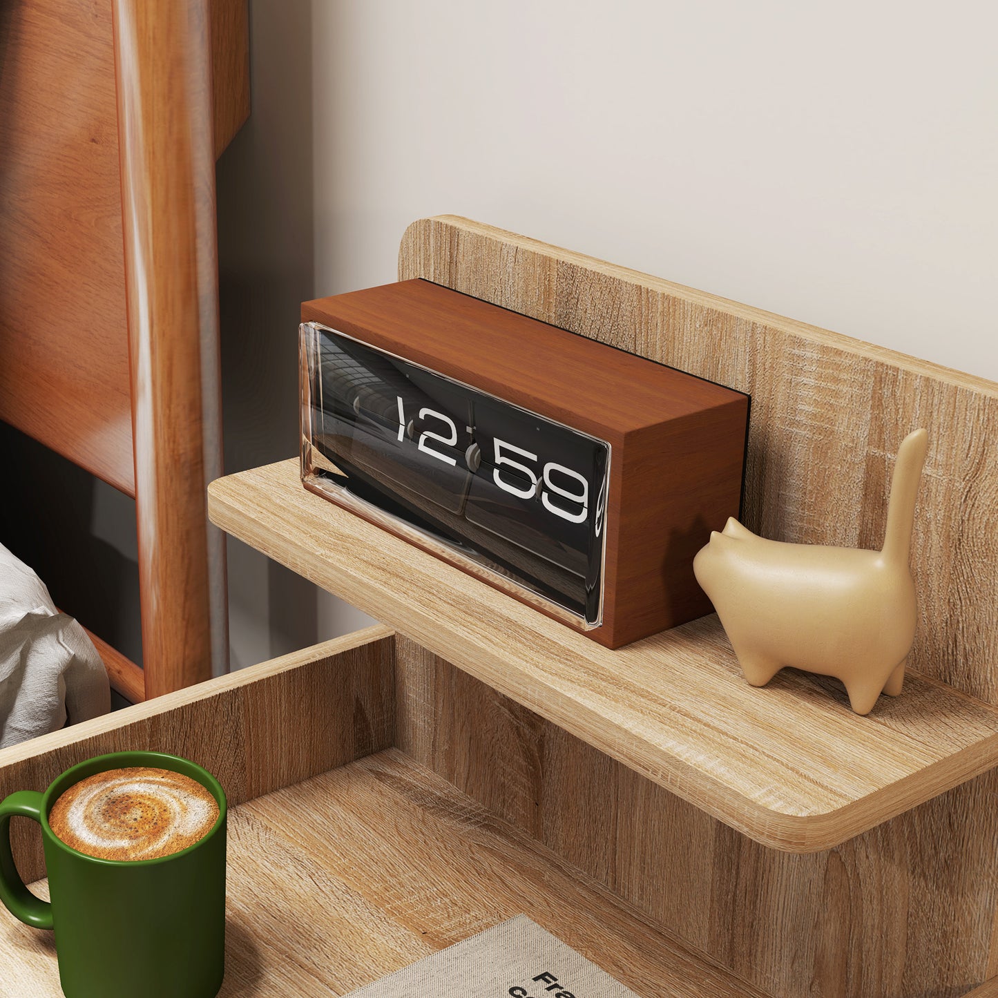 Chic HOMCOM Bedside Table with Drawer & Shelves - Stylish Storage Solution