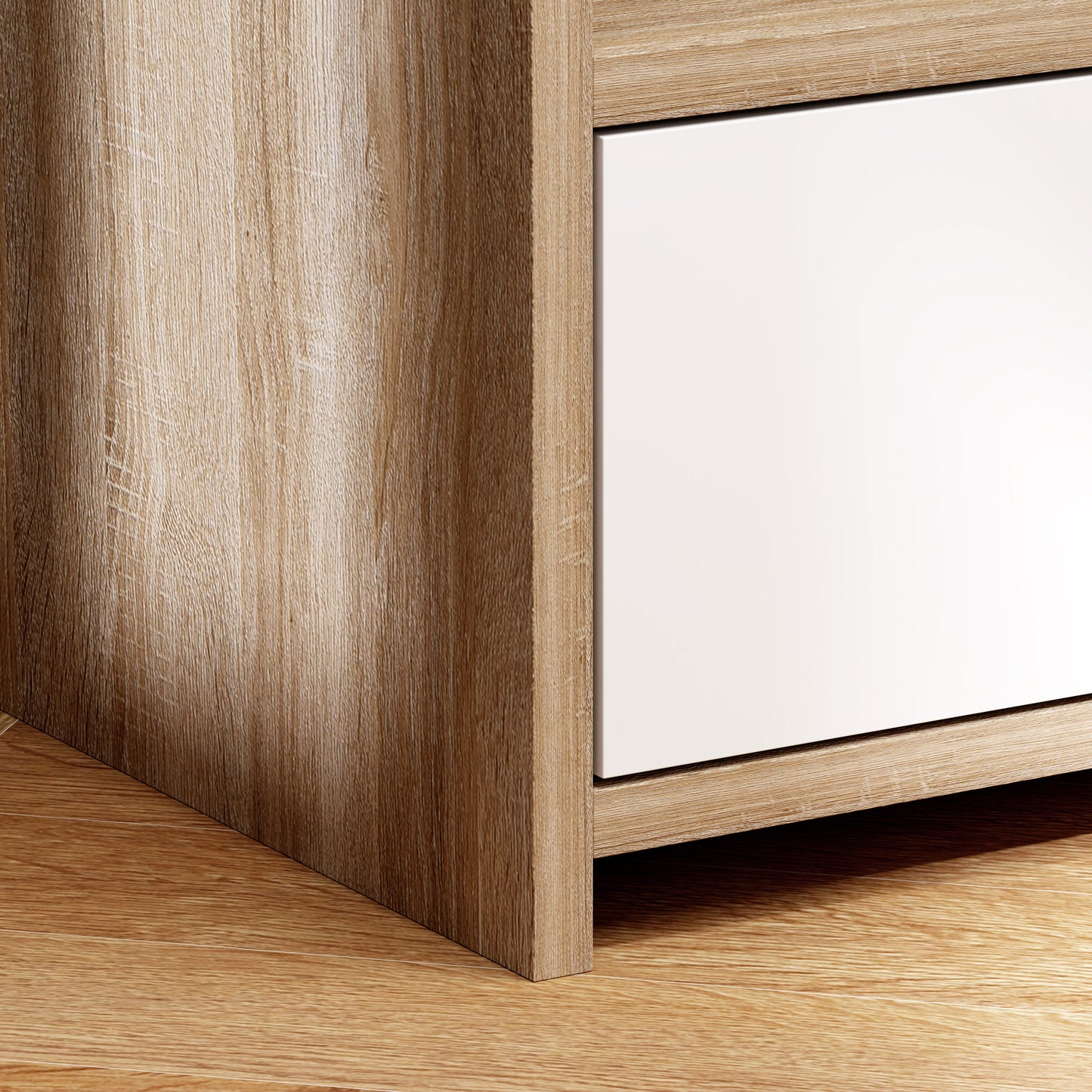 Chic HOMCOM Bedside Table with Drawer & Shelves - Stylish Storage Solution