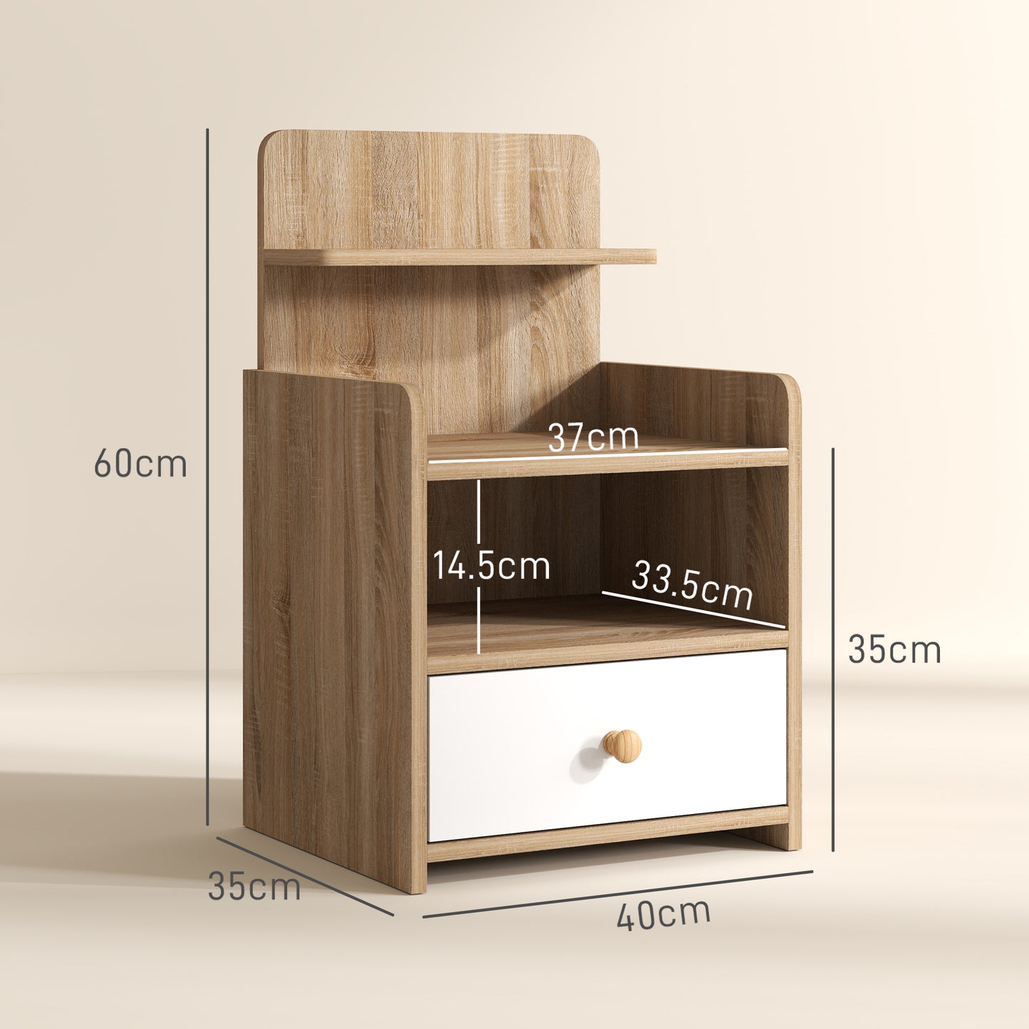Chic HOMCOM Bedside Table with Drawer & Shelves - Stylish Storage Solution