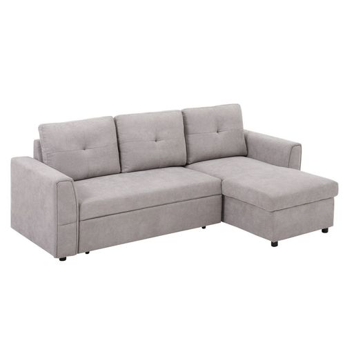 Linen-Look L-Shaped Sofa Bed.