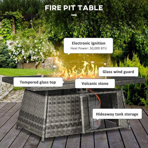 7-Piece Rattan Garden Set with Fire Pit –