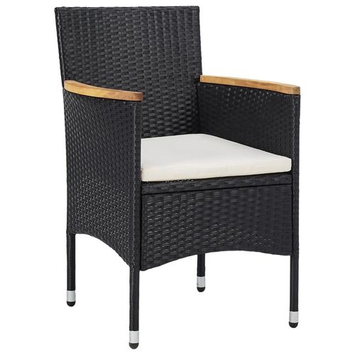 5-Piece Black Garden Dining Set: Poly Rattan & Solid Wood