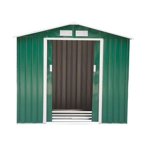Outsunny Lockable Metal Garden Shed with Air Vents & Floor Foundation, Green