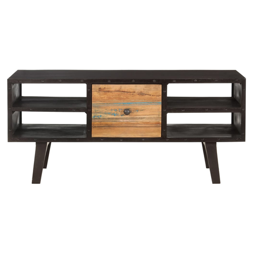 Black & Brown Reclaimed Wood Coffee Table with Storage
