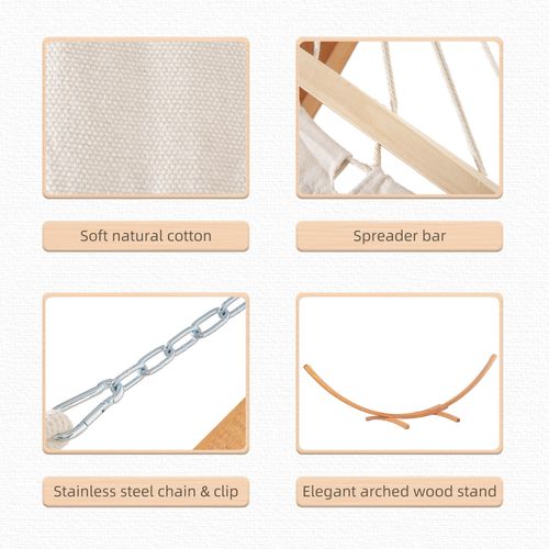 Outdoor Hammock with Curved Wooden Stand