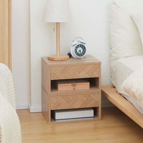 Set of 2 Floating Bedside Tables with Drawer