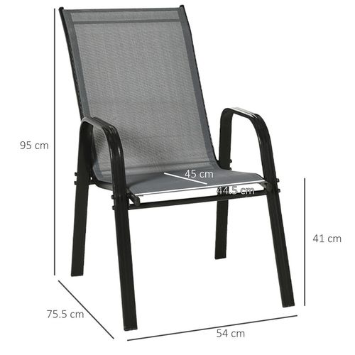 Outsunny Set of 4 Outdoor Garden Dining Chairs with High Back & Armrests