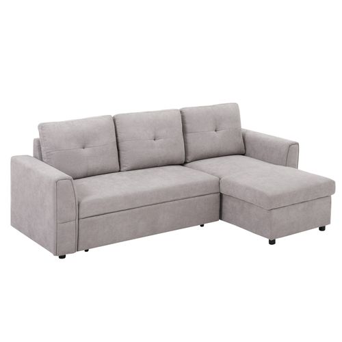 Linen-Look L-Shaped Sofa Bed.