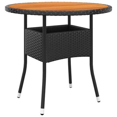 5-Piece Garden Bistro Set: Poly Rattan & Solid Wood in Black
