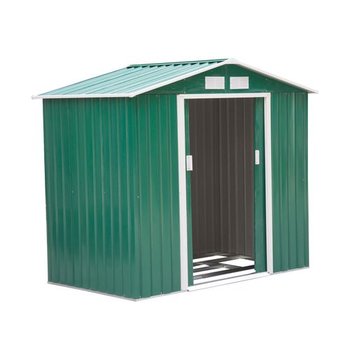 Outsunny Lockable Metal Garden Shed with Air Vents & Floor Foundation, Green