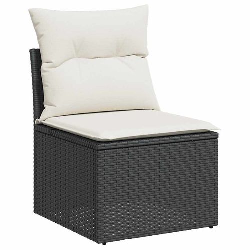 vidaXL 7-Piece Black Rattan Garden Sofa Set with Cushions & Storage