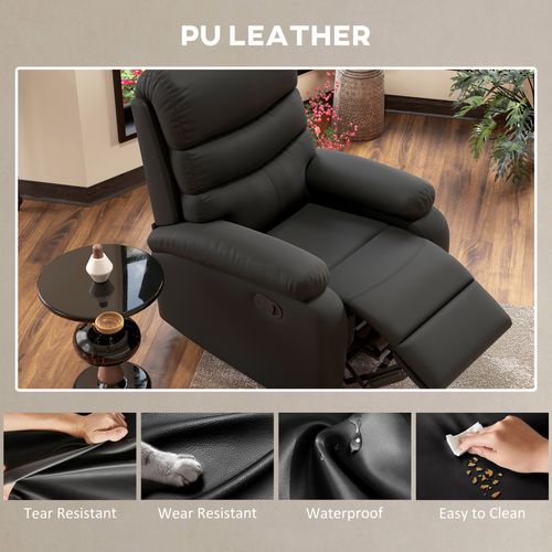 Manual Recliner Chair with Footrest - Stylish Comfort in Black