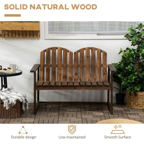 Rustic Outdoor Wooden Loveseat Bench for Two