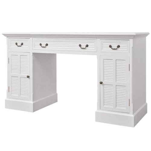 White Double Pedestal Desk