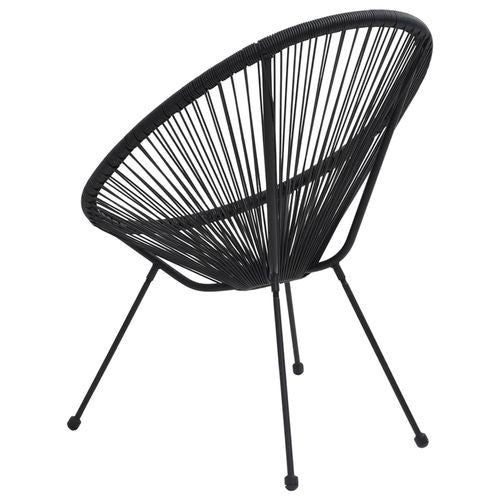 Black Rattan Moon Chairs - Set of 2