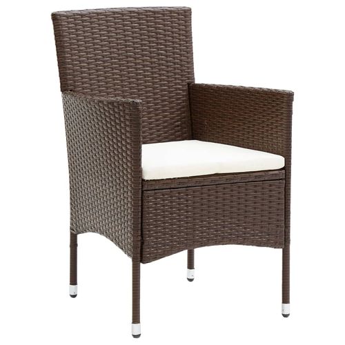 5-Piece Brown Garden Bistro Set with Cushions