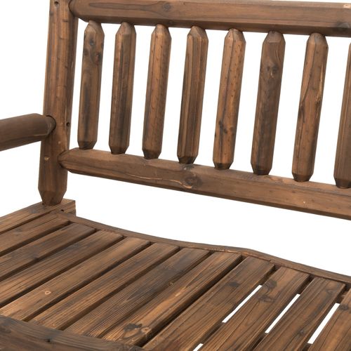Rustic 2-Seater Rocking Bench - Durable Fir Wood in Dark Stain Finish