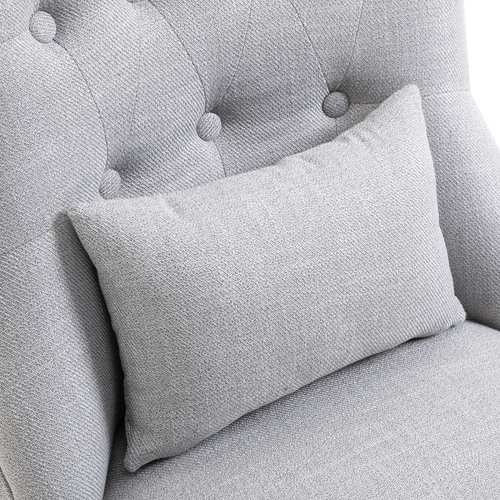 Fabric Single Sofa Dining Chair with Pillow – Solid Wood Legs