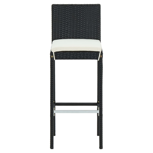 3-Piece Black Garden Bar Set with Cream Cushions