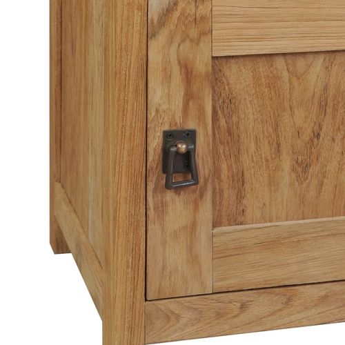 Rustic Solid Teak Bedside Cabinet with Drawer & Cupboard