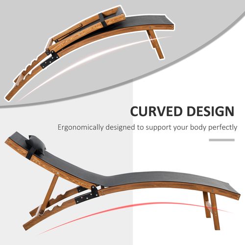 Outsunny Adjustable Ergonomic Outdoor Chaise Lounge with Pillow - Black