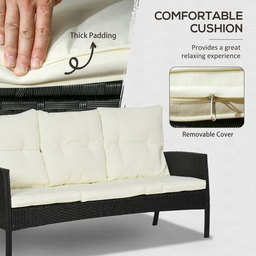 Rattan Garden Sofa Set with Cushions - 5-Piece Patio Comfort