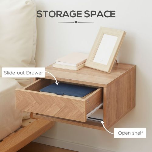 Set of 2 Floating Bedside Tables with Drawer