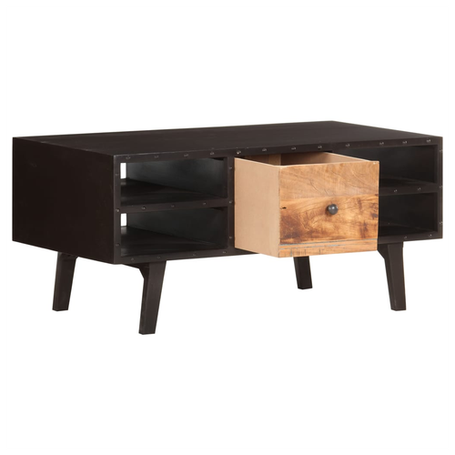 Black & Brown Reclaimed Wood Coffee Table with Storage