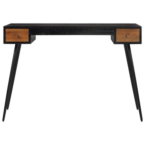 vidaXL Modern Reclaimed Teak Desk with Black Iron Frame