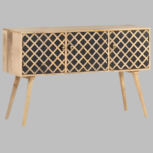 Chic Solid Mango Wood Sideboard - Stylish Storage Solution with 3 Doors
