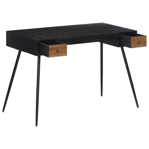 vidaXL Modern Reclaimed Teak Desk with Black Iron Frame