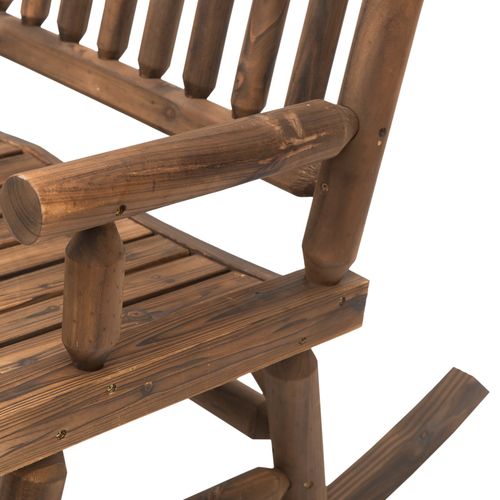 Rustic 2-Seater Rocking Bench - Durable Fir Wood in Dark Stain Finish