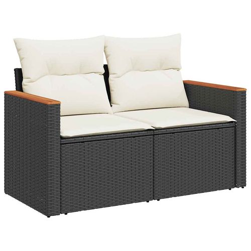 vidaXL 7-Piece Black Rattan Garden Sofa Set with Cushions & Storage