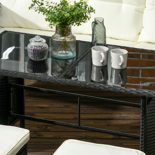 Rattan Garden Sofa Set with Cushions - 5-Piece Patio Comfort