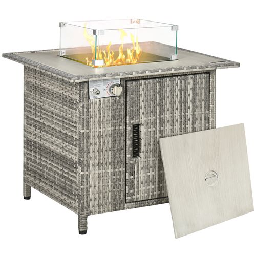 Gas Fire Pit Table with Cover & Windscreen