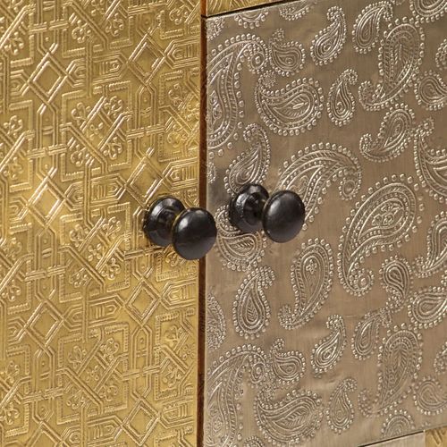 Acacia Wood Sideboard with Decorative Metal Accents