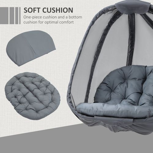 Comfort Folding Egg Chair with Cushion & Steel Stand - Grey for Indoor/Outdoor