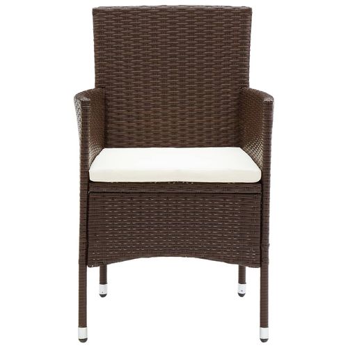 5-Piece Brown Garden Bistro Set with Cushions