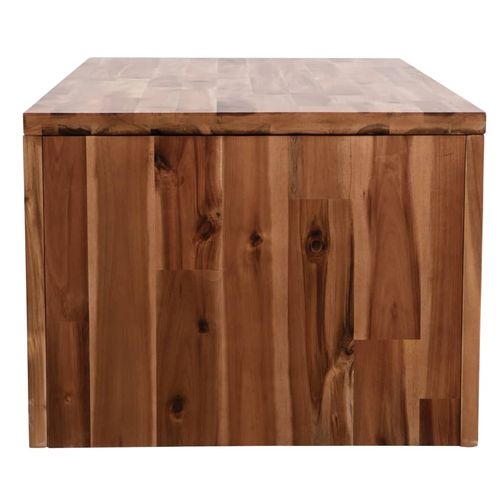 Solid Acacia Wood Coffee Table with Drawer & Shelf