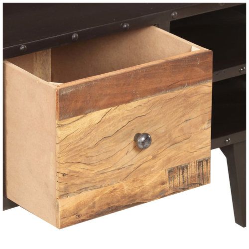 Black & Brown Reclaimed Wood Coffee Table with Storage
