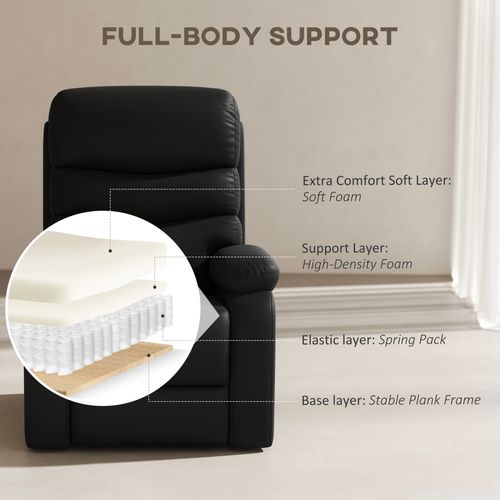 Manual Recliner Chair with Footrest - Stylish Comfort in Black