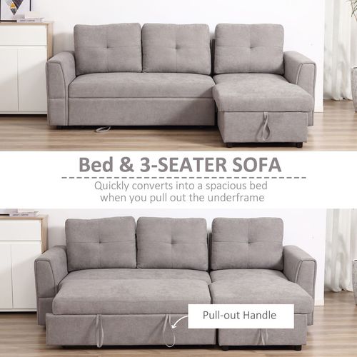 Linen-Look L-Shaped Sofa Bed.