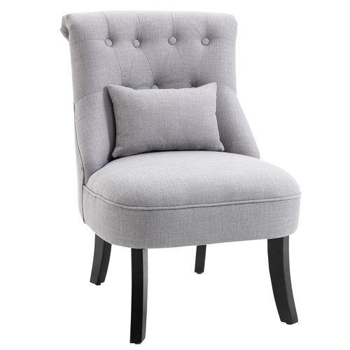 Fabric Single Sofa Dining Chair with Pillow – Solid Wood Legs