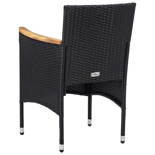 5-Piece Black Garden Dining Set: Poly Rattan & Solid Wood
