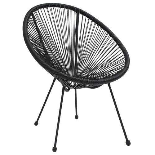 Black Rattan Moon Chairs - Set of 2