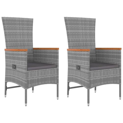 3-Piece Grey Rattan Garden Lounge Set with Acacia Wood Accent