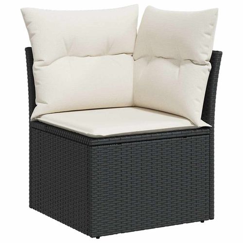 vidaXL 7-Piece Black Rattan Garden Sofa Set with Cushions & Storage